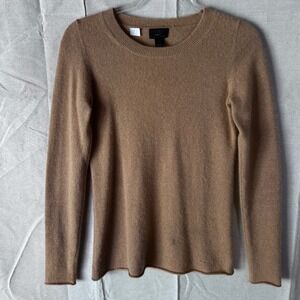 J.‎ Crew Collection 100% Cashmere Crewneck Sweater Camel Tan XS Long Sleeve